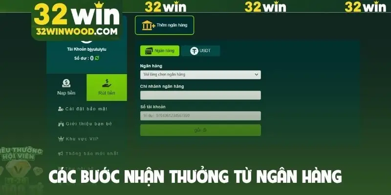 Các bước nhận thưởng từ ngân hàng