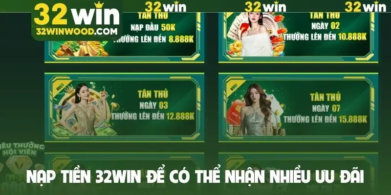Nạp tiền 32Win để có thể nhận nhiều ưu đãi